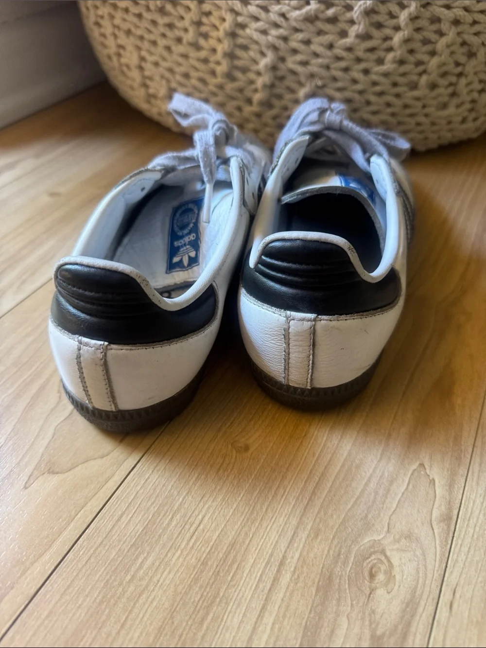 adidas White and Black Samba Leather Sneakers